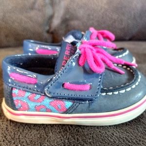 SPERRY Toddler Shoes Girl Size 2M Top Sider Intrepid Blue Pink Canvans Casual